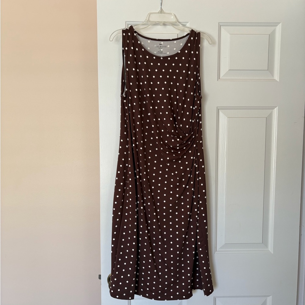 Talbots Brown and white polka dot Sleeveless dress